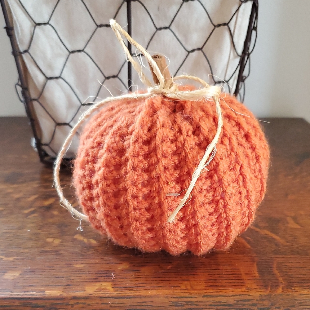 Handmade Orange Knit Pumpkin Decor